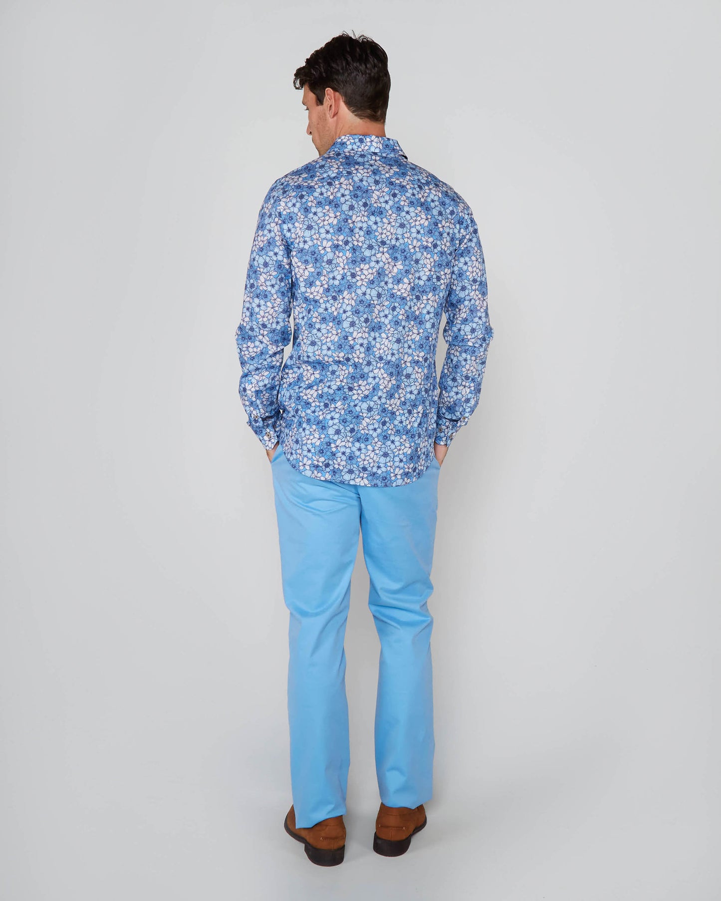 NICOLI DENSE FLORAL COTTON SHIRT - BLUE
