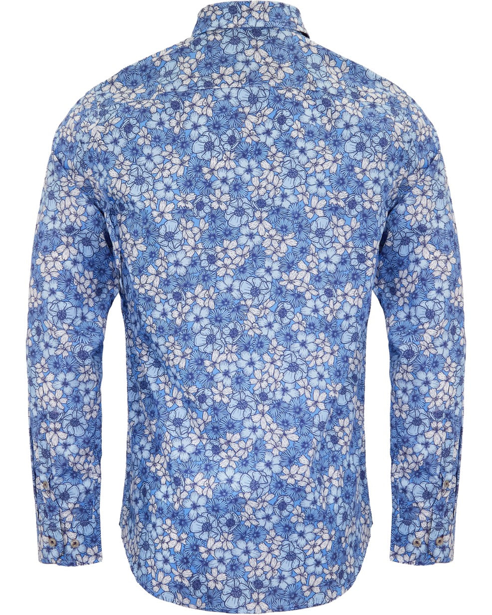 NICOLI DENSE FLORAL COTTON SHIRT - BLUE