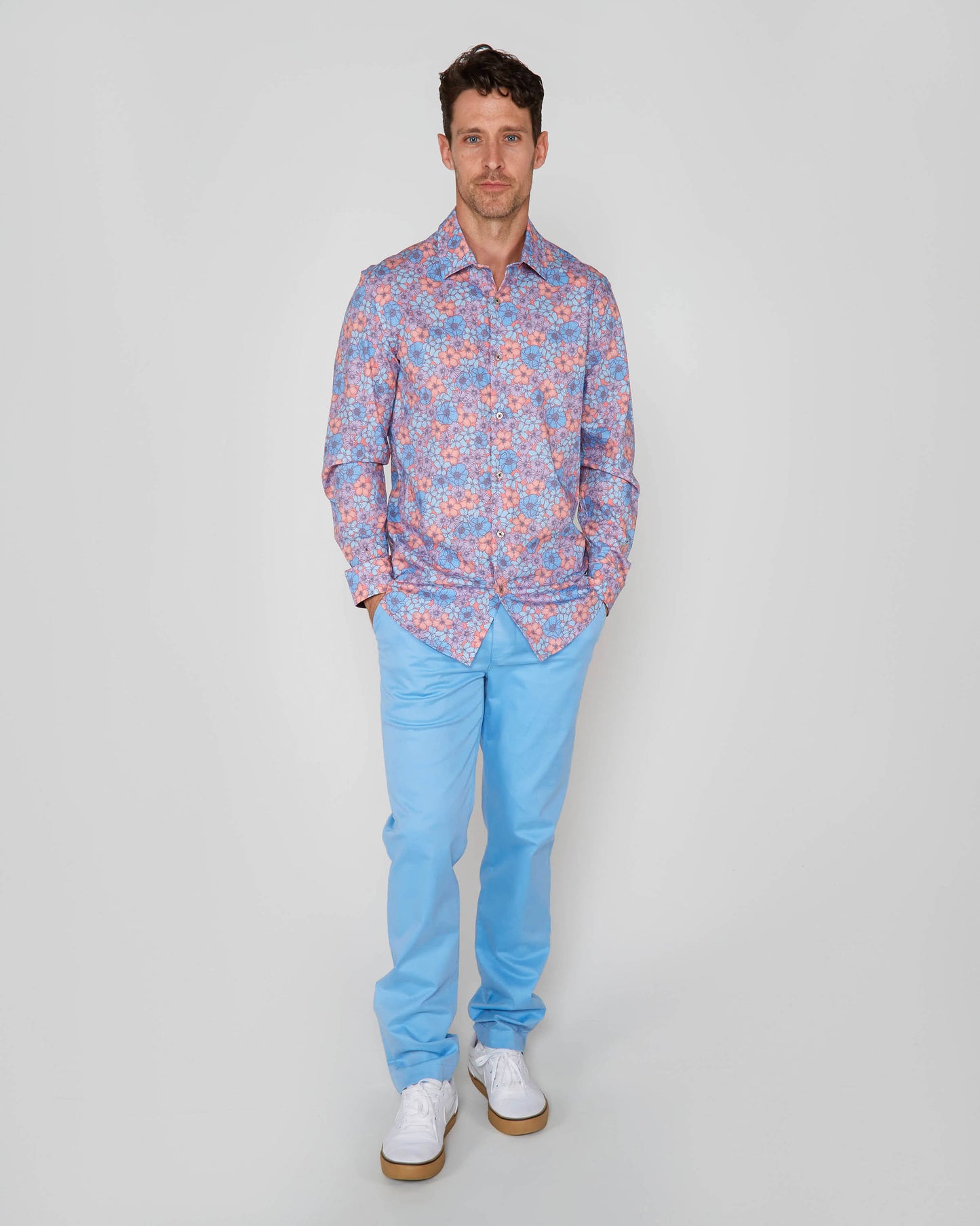 NICOLI DENSE BLOEMEN KATOENEN SHIRT - ROZE