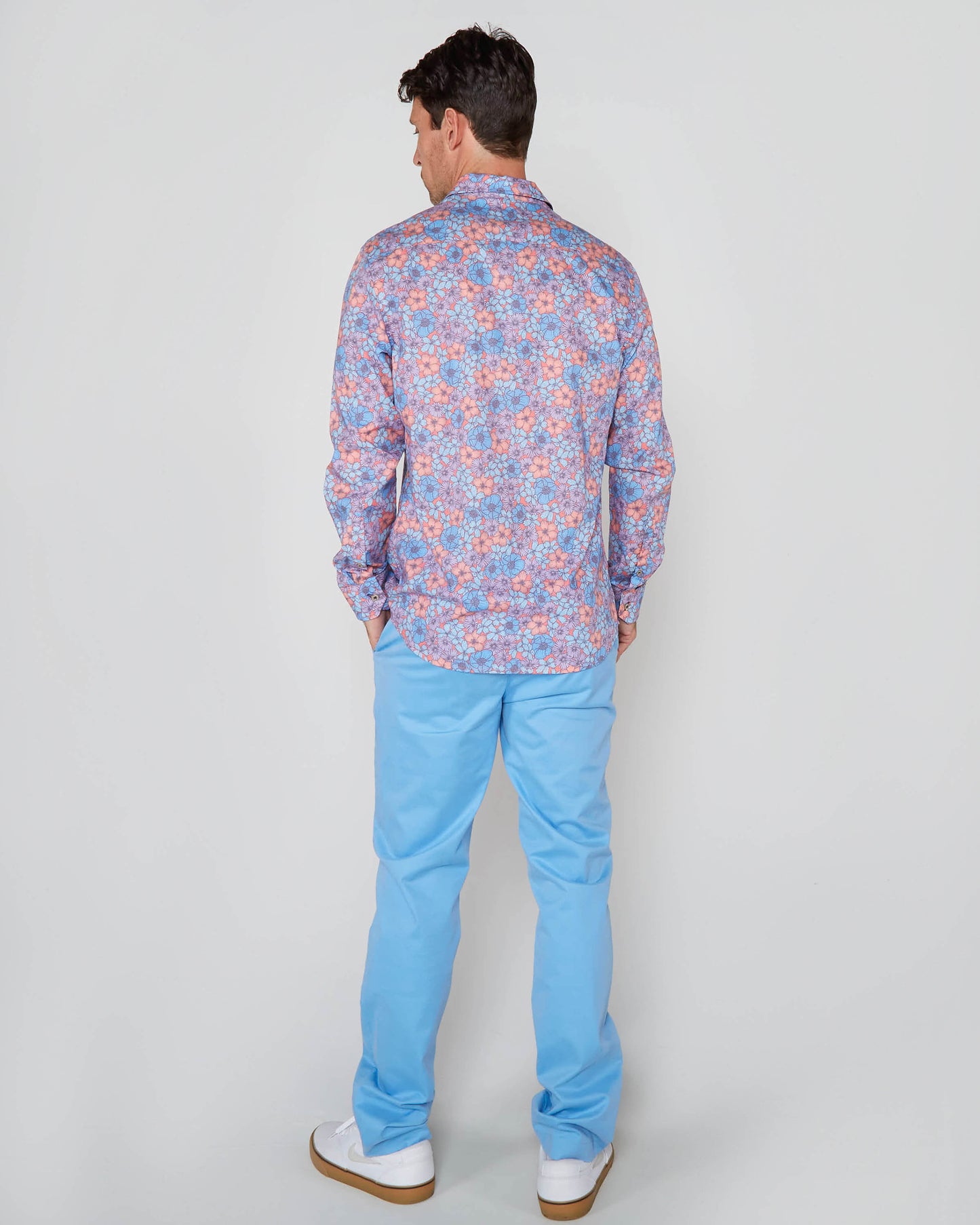 NICOLI DENSE BLOEMEN KATOENEN SHIRT - ROZE