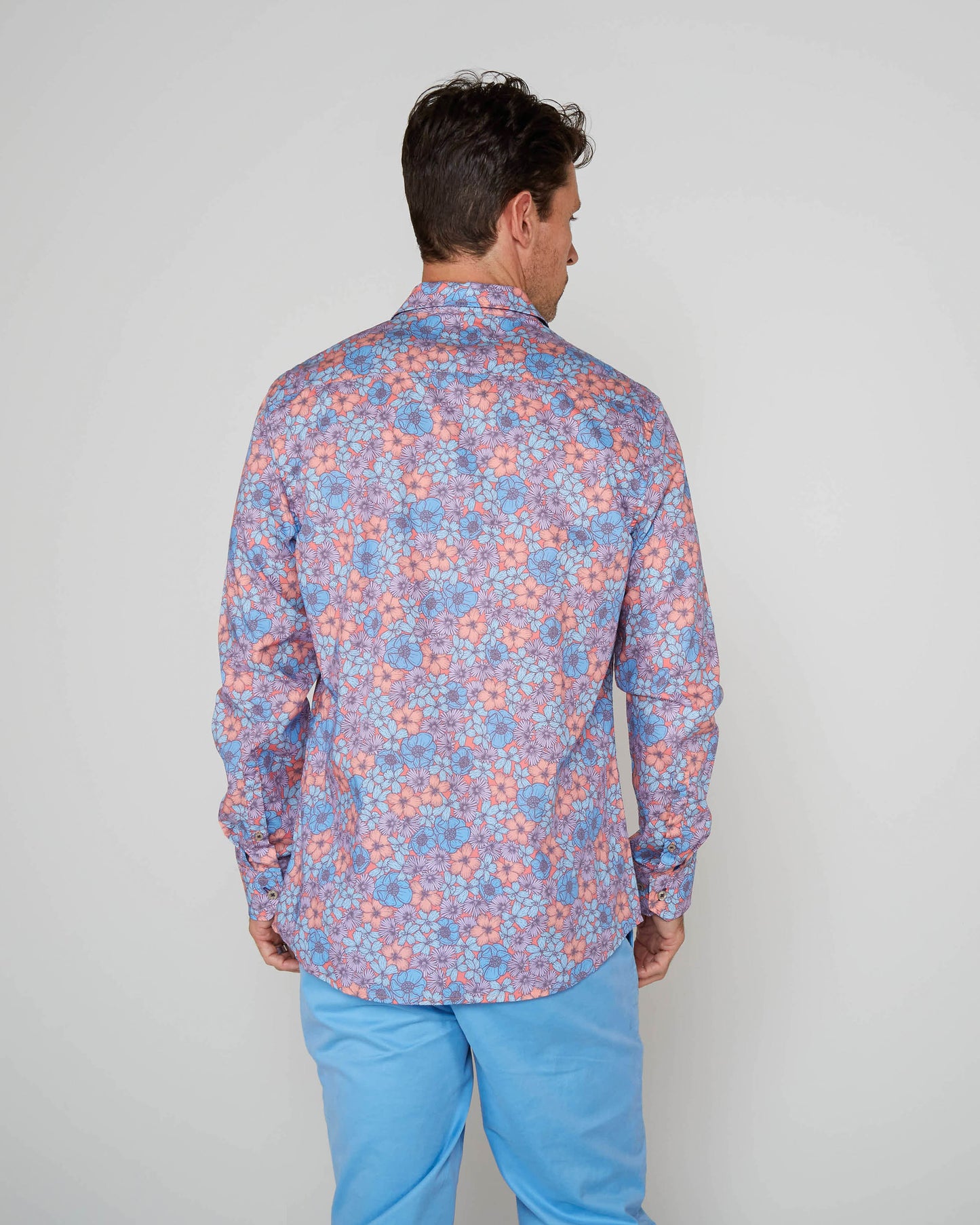 NICOLI DENSE BLOEMEN KATOENEN SHIRT - ROZE