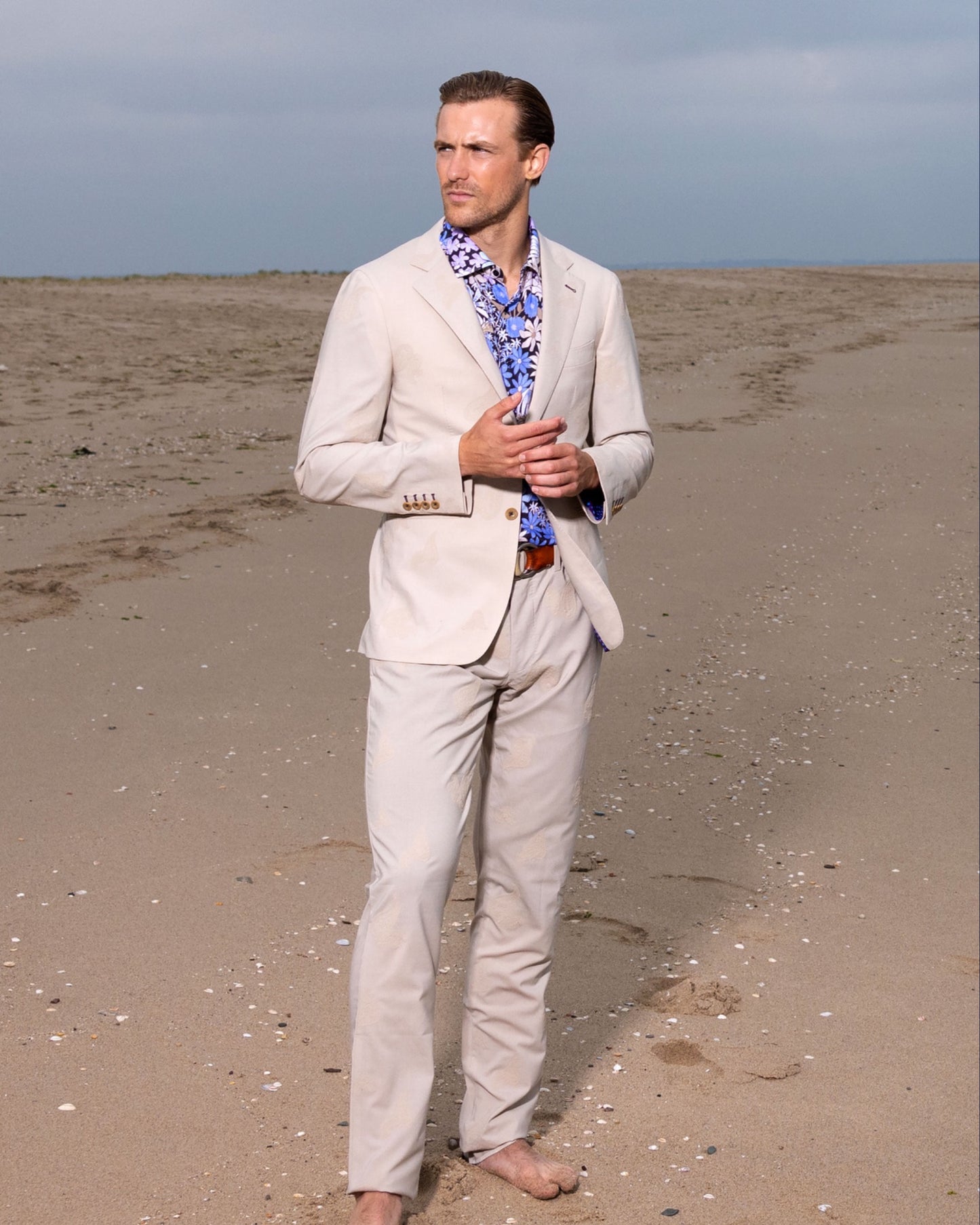PICKFORD EMBROIDERED WOOL PANT - LIMESTONE