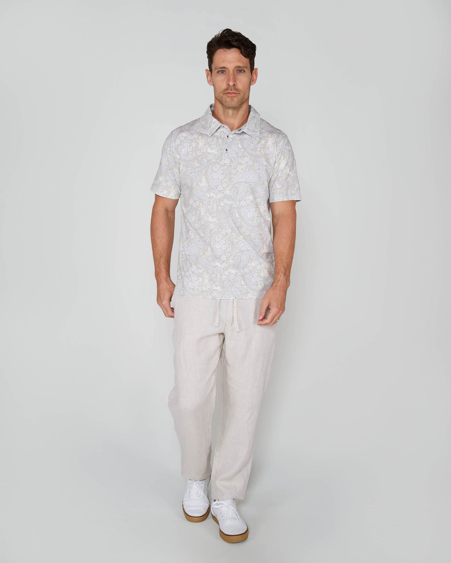 PIETRO PAISLEY ROMANCE POLOSHIRT - IVOOR