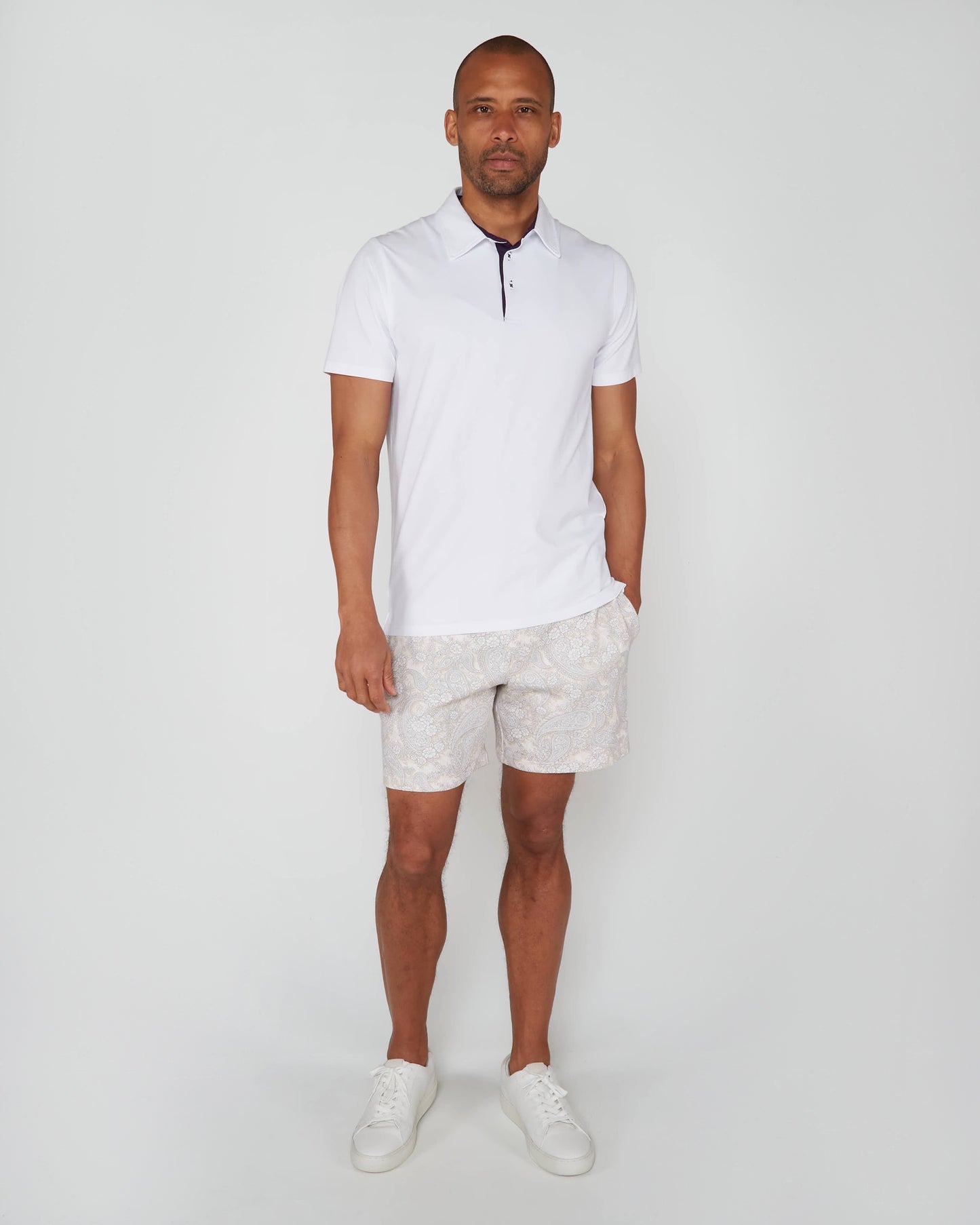 SILUS PAISLEY ROMANCE INTERLOCK SHORTS - IVORY