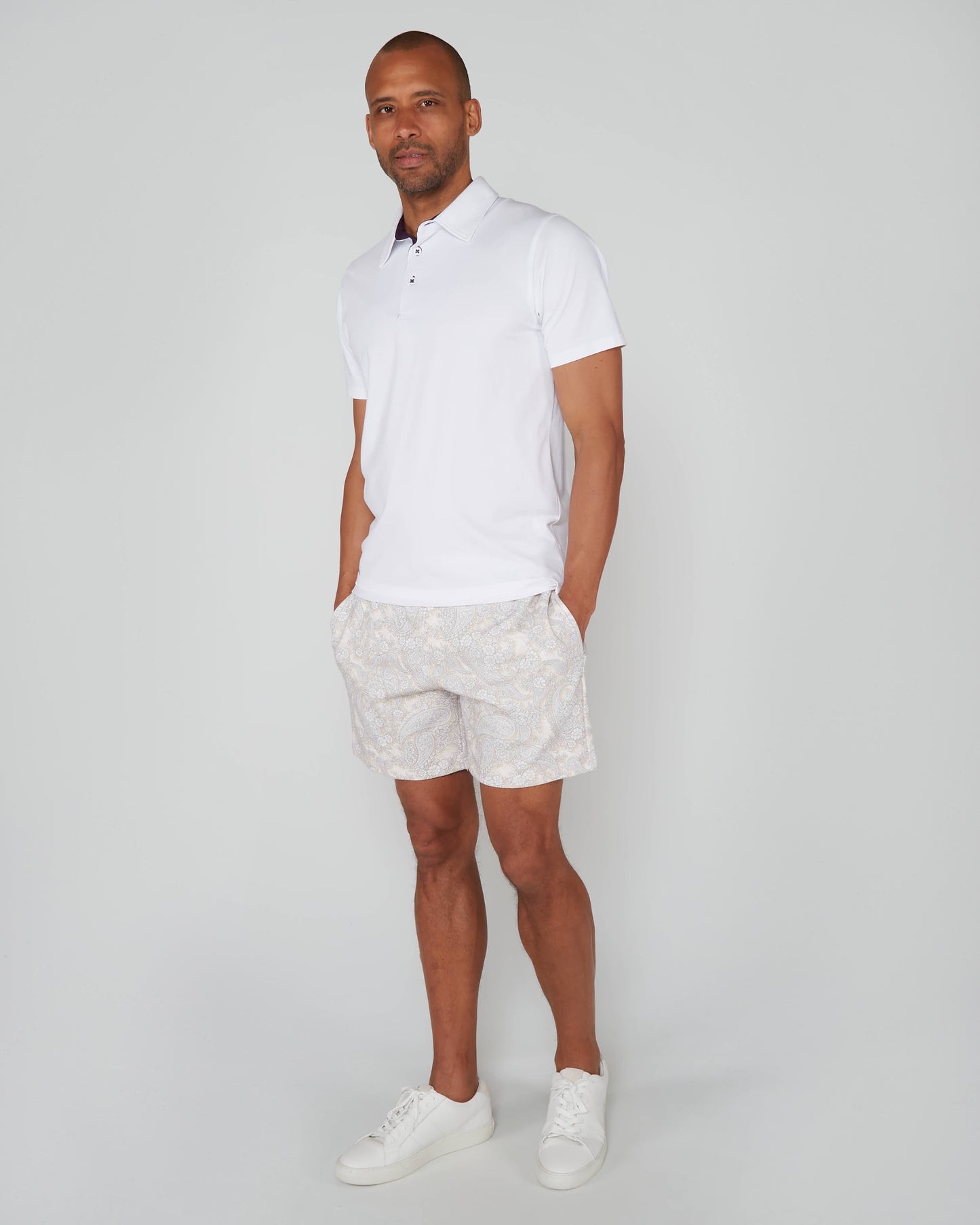SILUS PAISLEY ROMANCE INTERLOCK SHORTS - IVORY