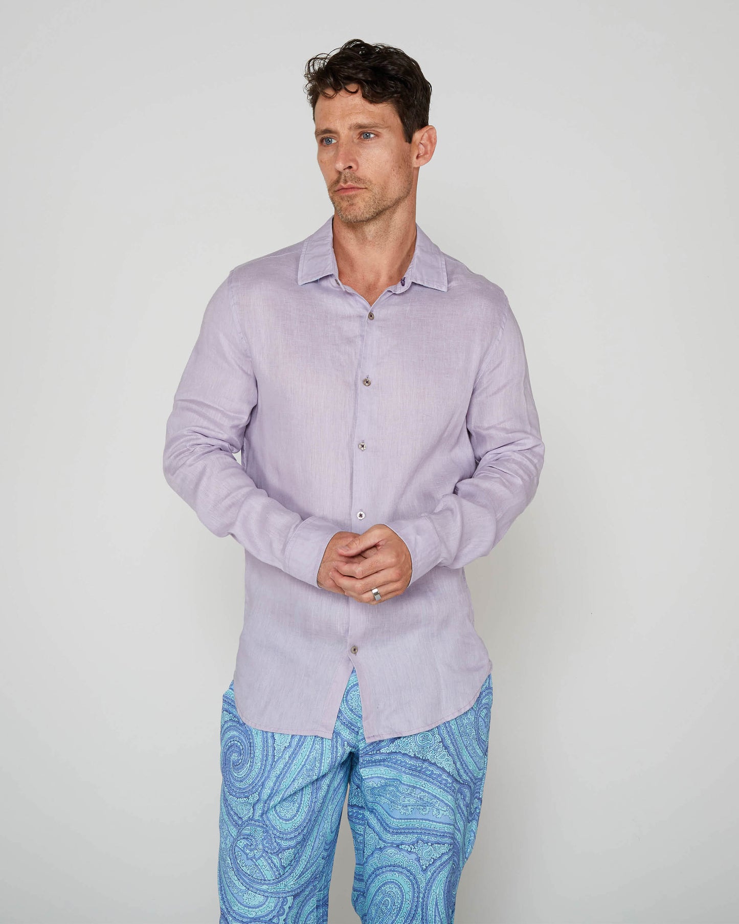 LAURENT LINEN SHIRT - LAVENDER