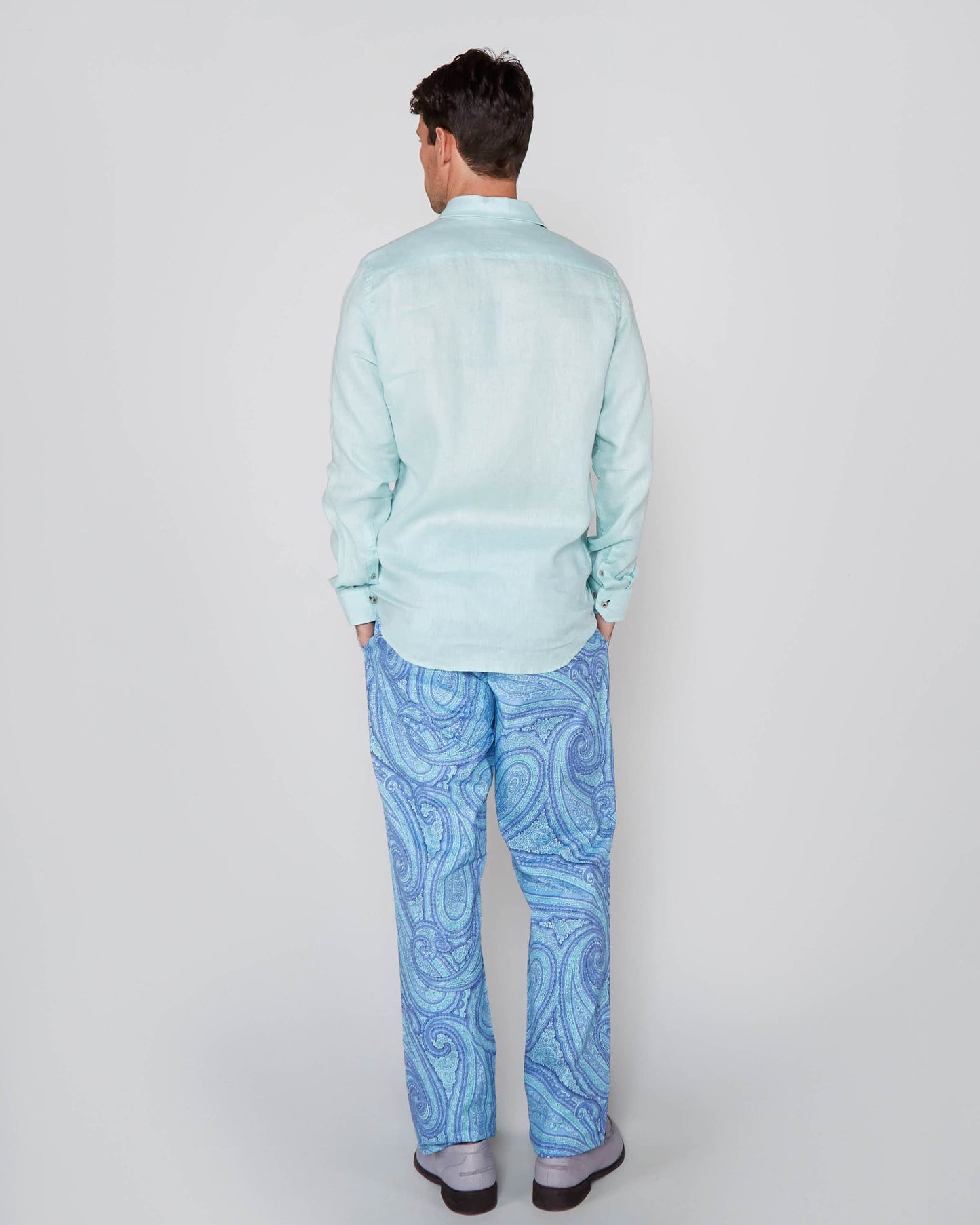 LAURENT LINNEN OVERHEMD - PEPERMUNT