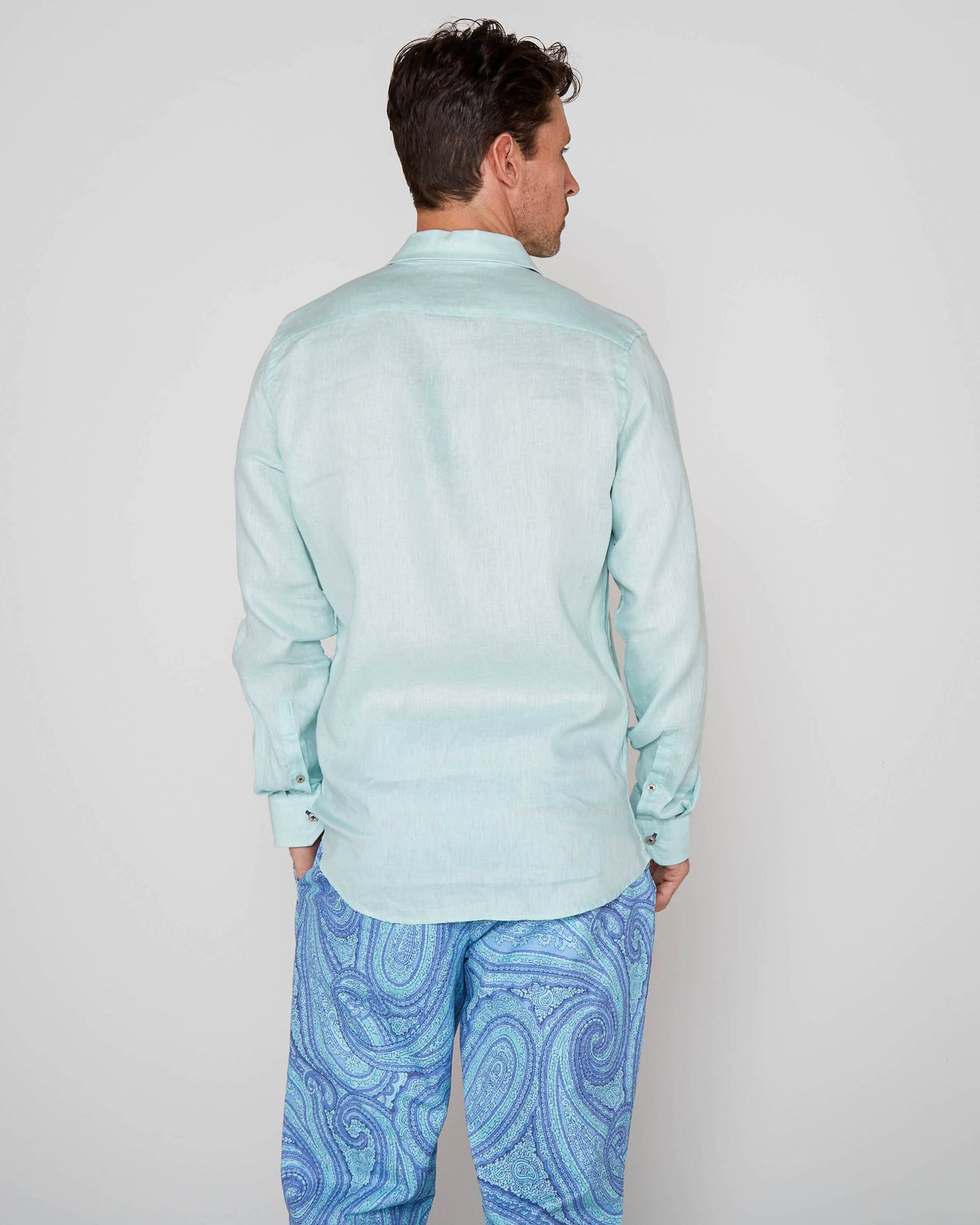 LAURENT LINNEN OVERHEMD - PEPERMUNT