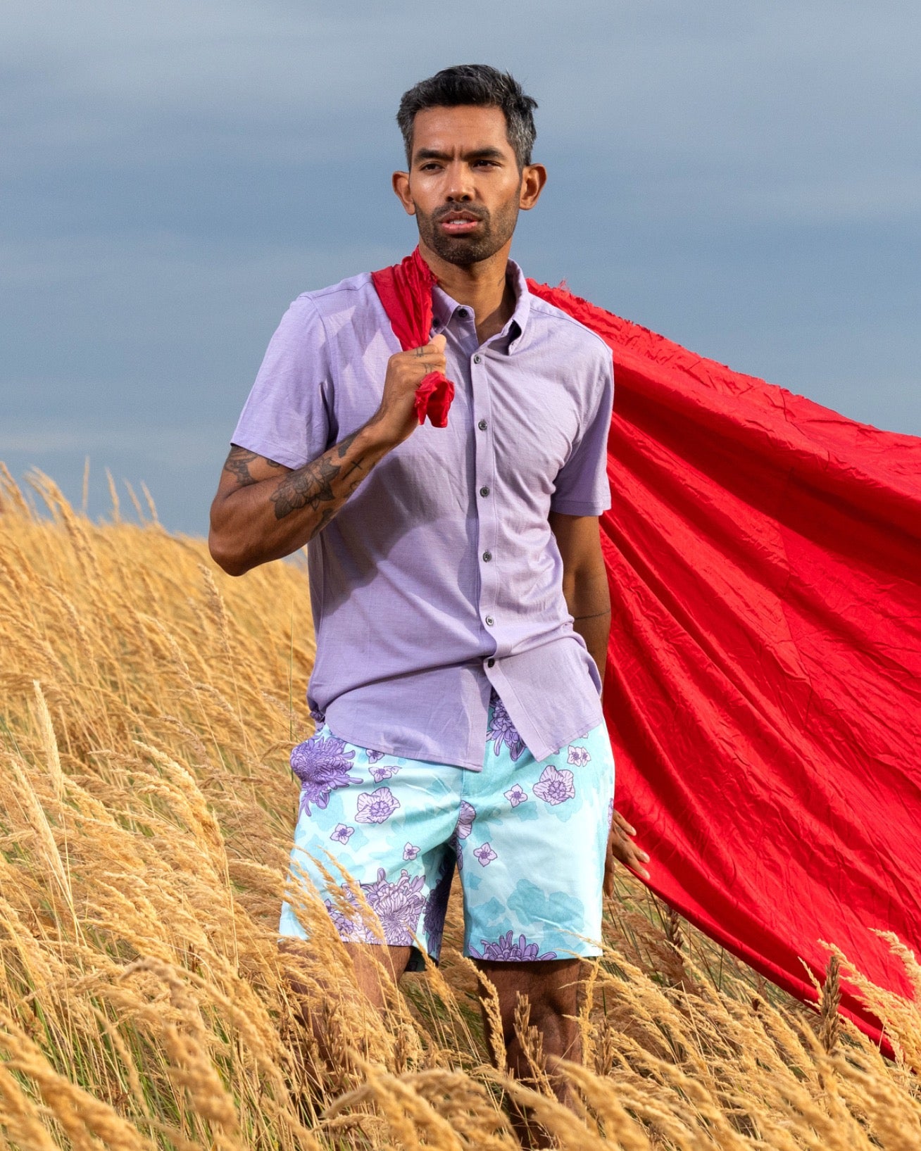 TOBIAS MERINO SHIRT IN LAVENDEL