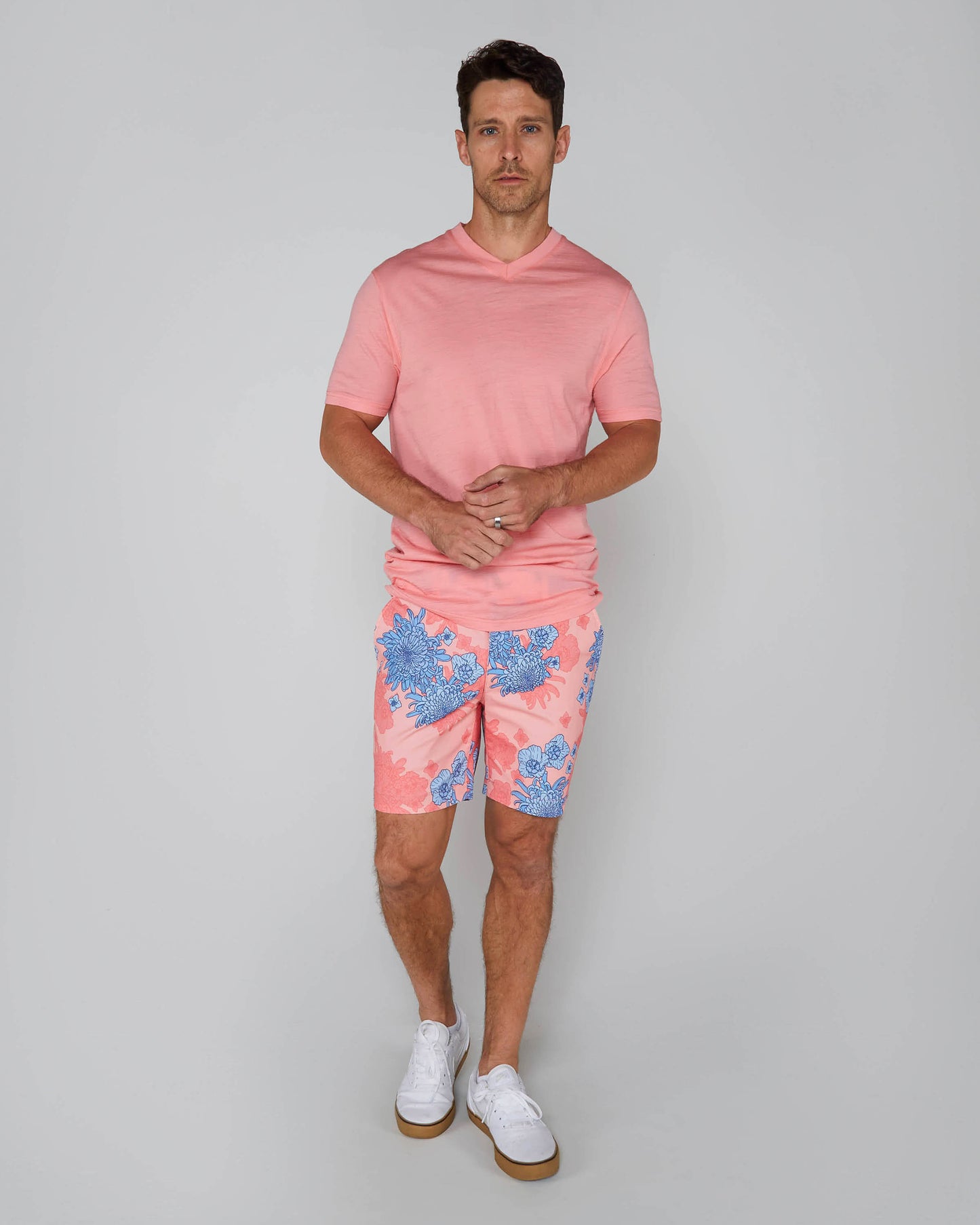 VICTOR MERINO V-NECK TEE - FRESH PINK