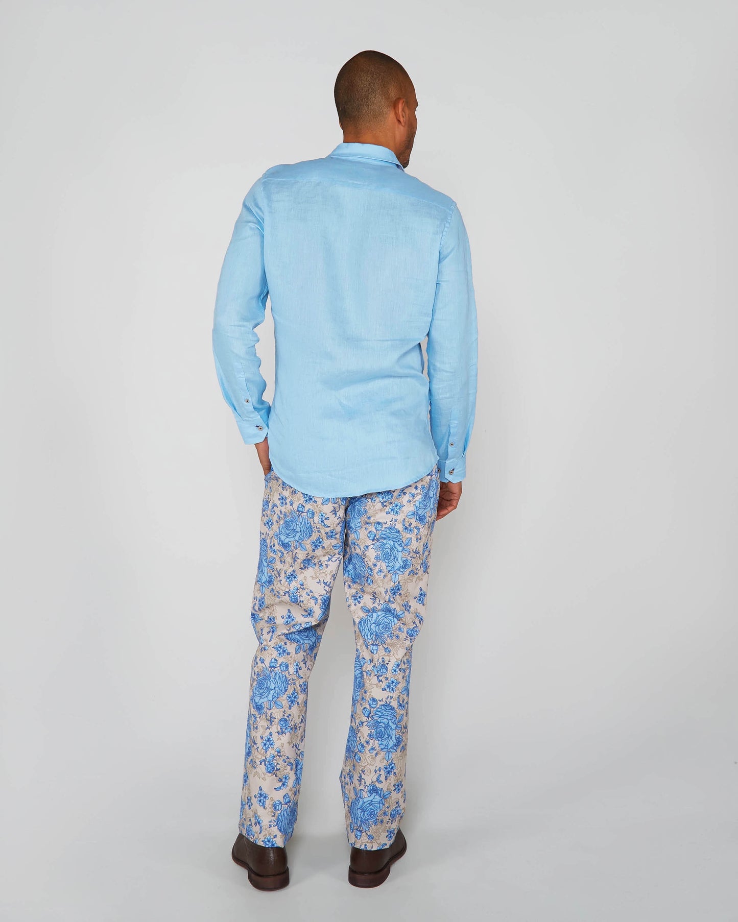 CASPIAN ROMA FLORAL STRETCH COTTON CHINO PANT - SAND