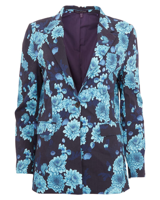 JANE SERIOUS FLORAL TAILORED BLAZER - NAVY