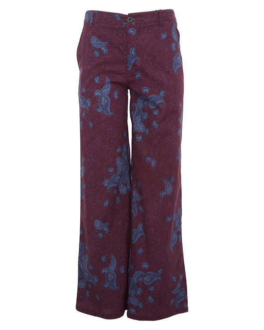 PHILLIS MONTGAT PAISLEY TAILORED PANT - PLUM