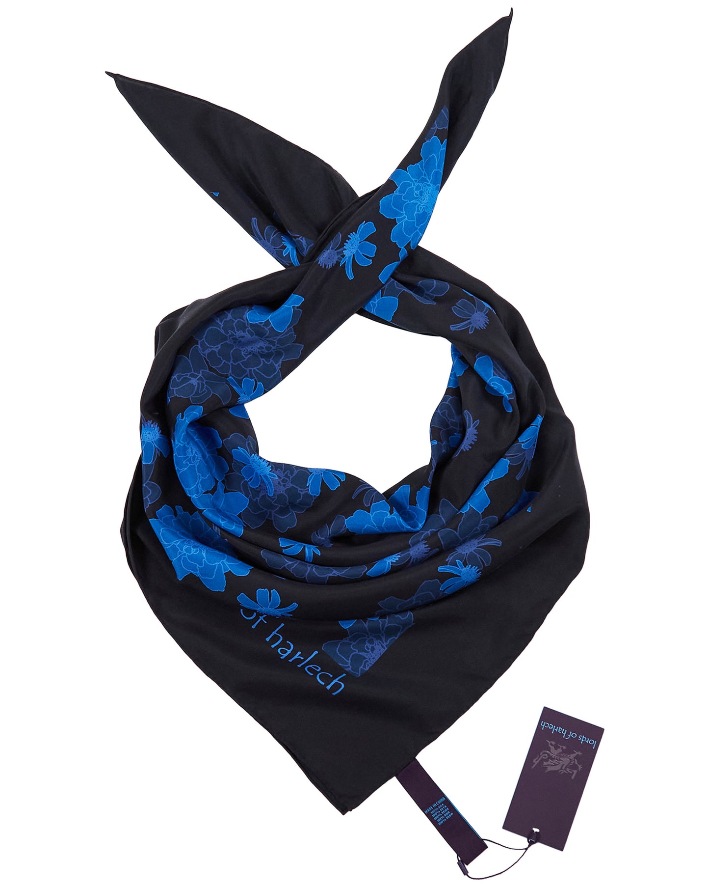SOFIA SILK SCARF - SOFTBLOOM NAVY