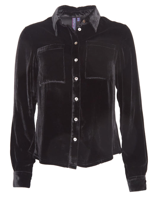 SYLVIA VELVET SHIRT - BLACK