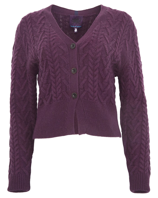 SAMANTHA TEXTURED CABLE KNIT SWEATER - PLUM