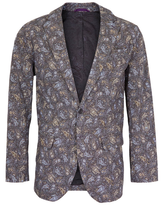 HADRIAN MADRID PAISLEY BLAZER - SMOKE