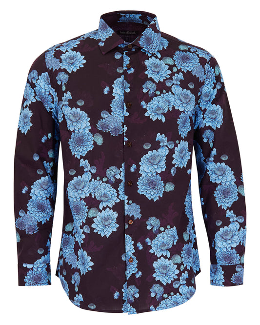 NIGEL SERIOUS FLORAL SHIRT - PLUM