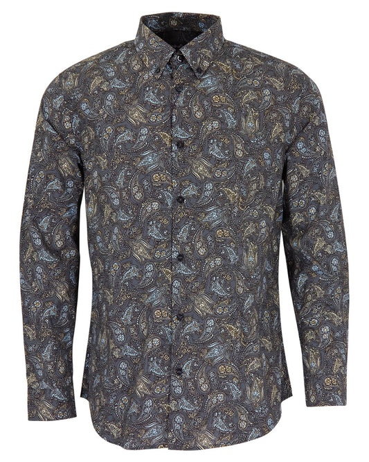 MORRIS MADRID PAISLEY SHIRT - SMOKE