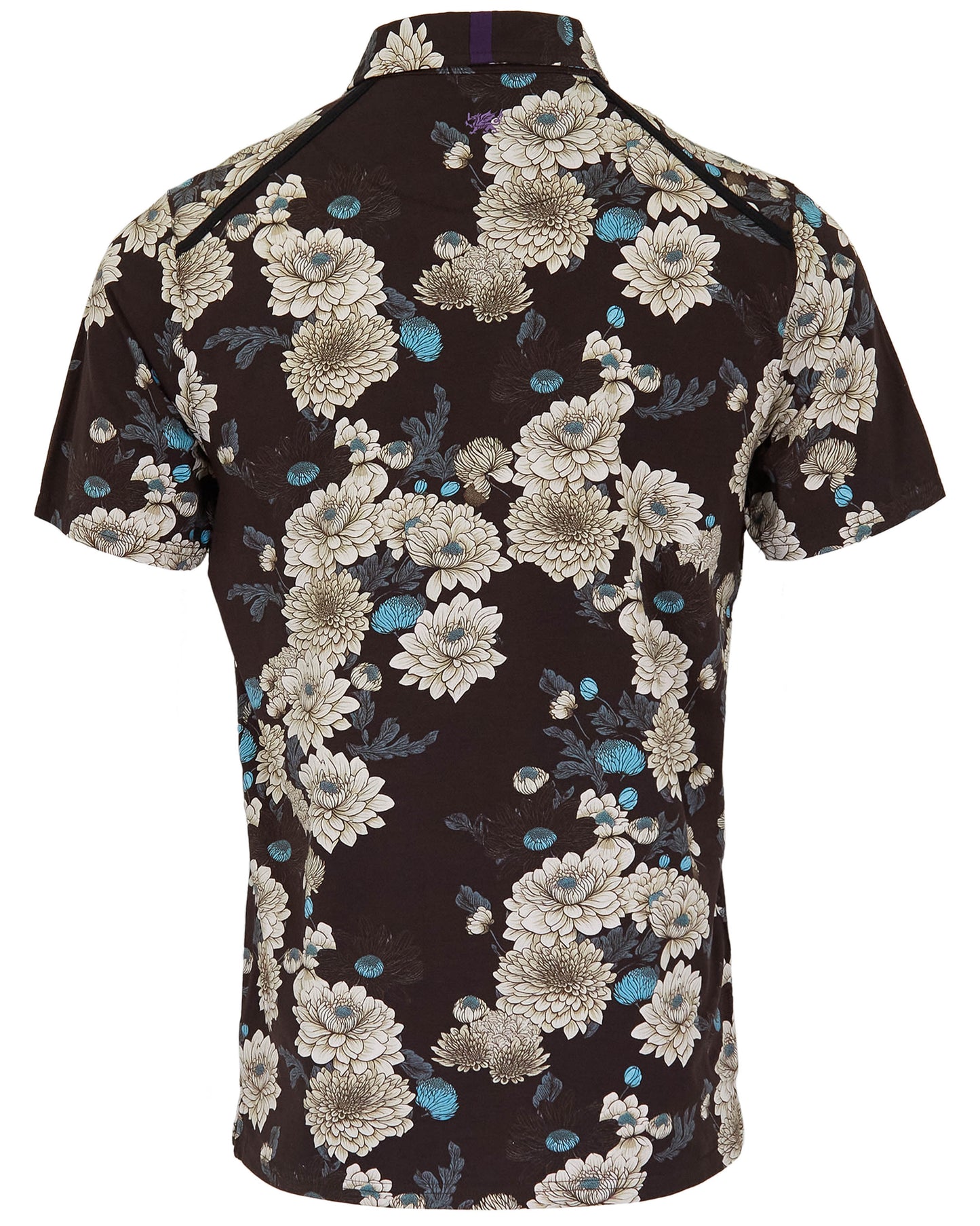 PIETRO SERIOUS FLORAL POLO SHIRT - BLACK