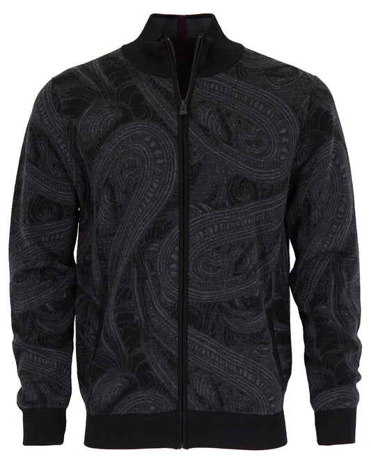 FREDERICK BADALONA FULL-ZIP CARDIGAN - CHARCOAL