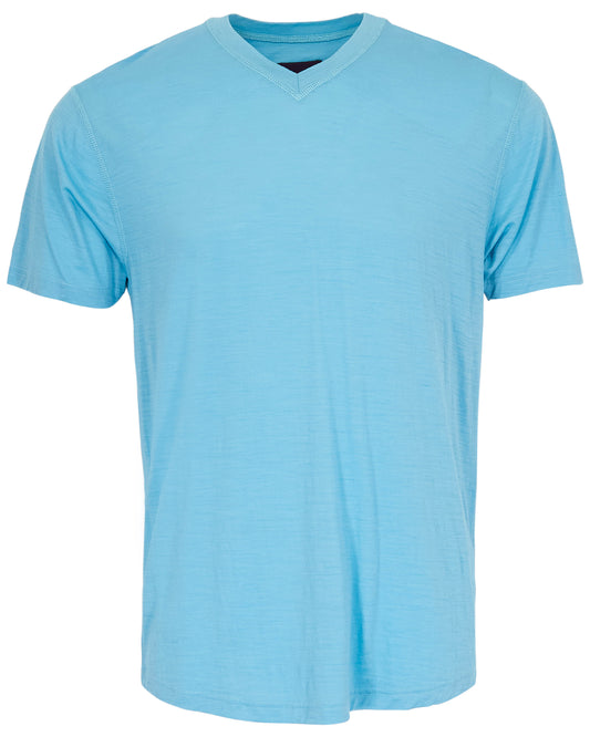 VICTOR MERINO V-NECK TEE - TEAL