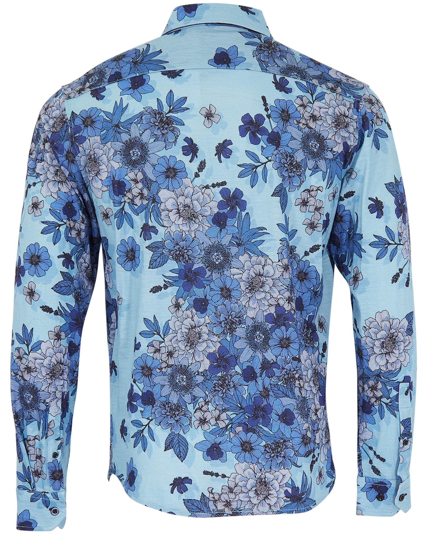 SHERLOCK VALENCIA FLORAL TAILORED MERINO SHIRT - TEAL