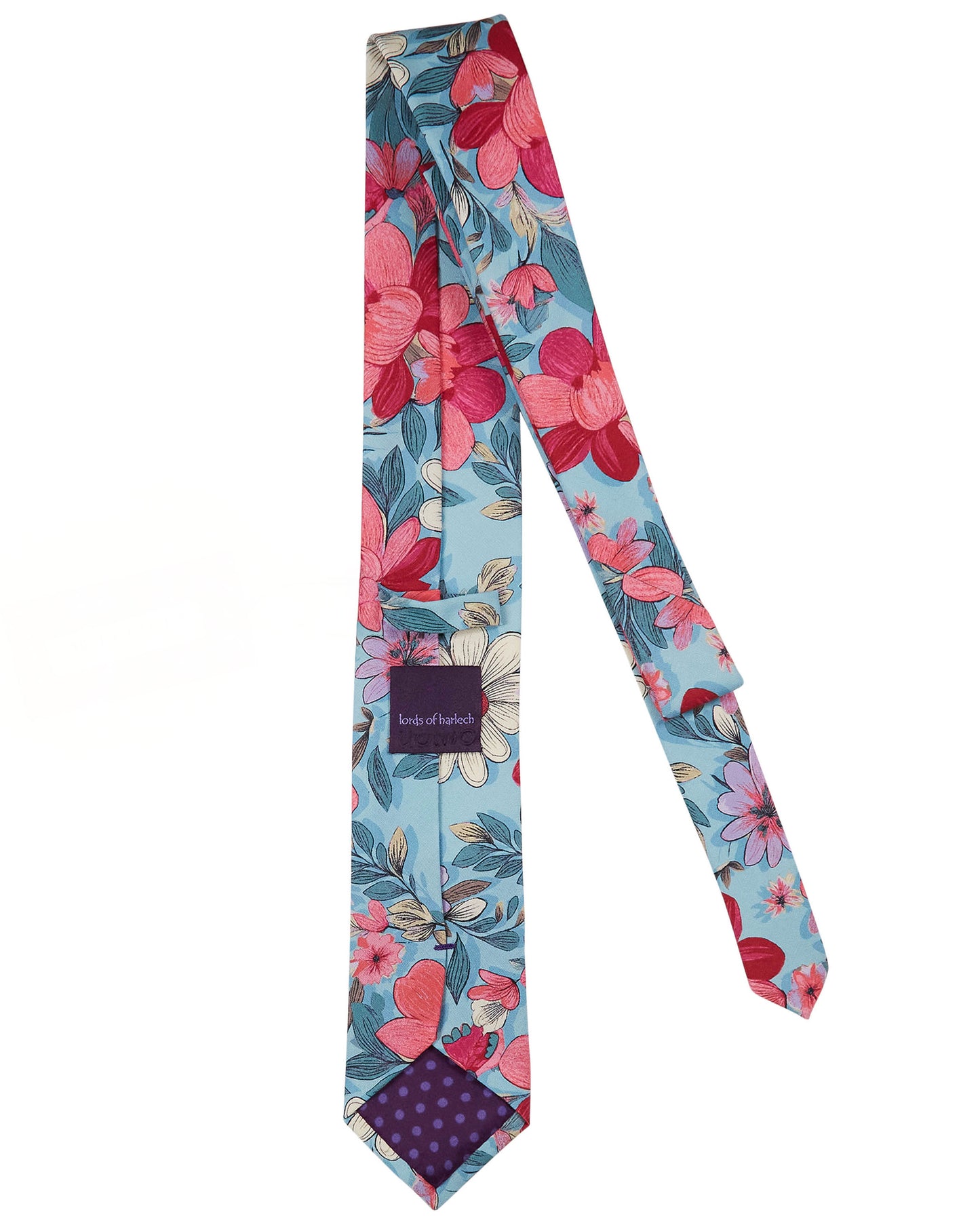 TADDEO CATALAN FLORAL MERINO TIE - TEAL