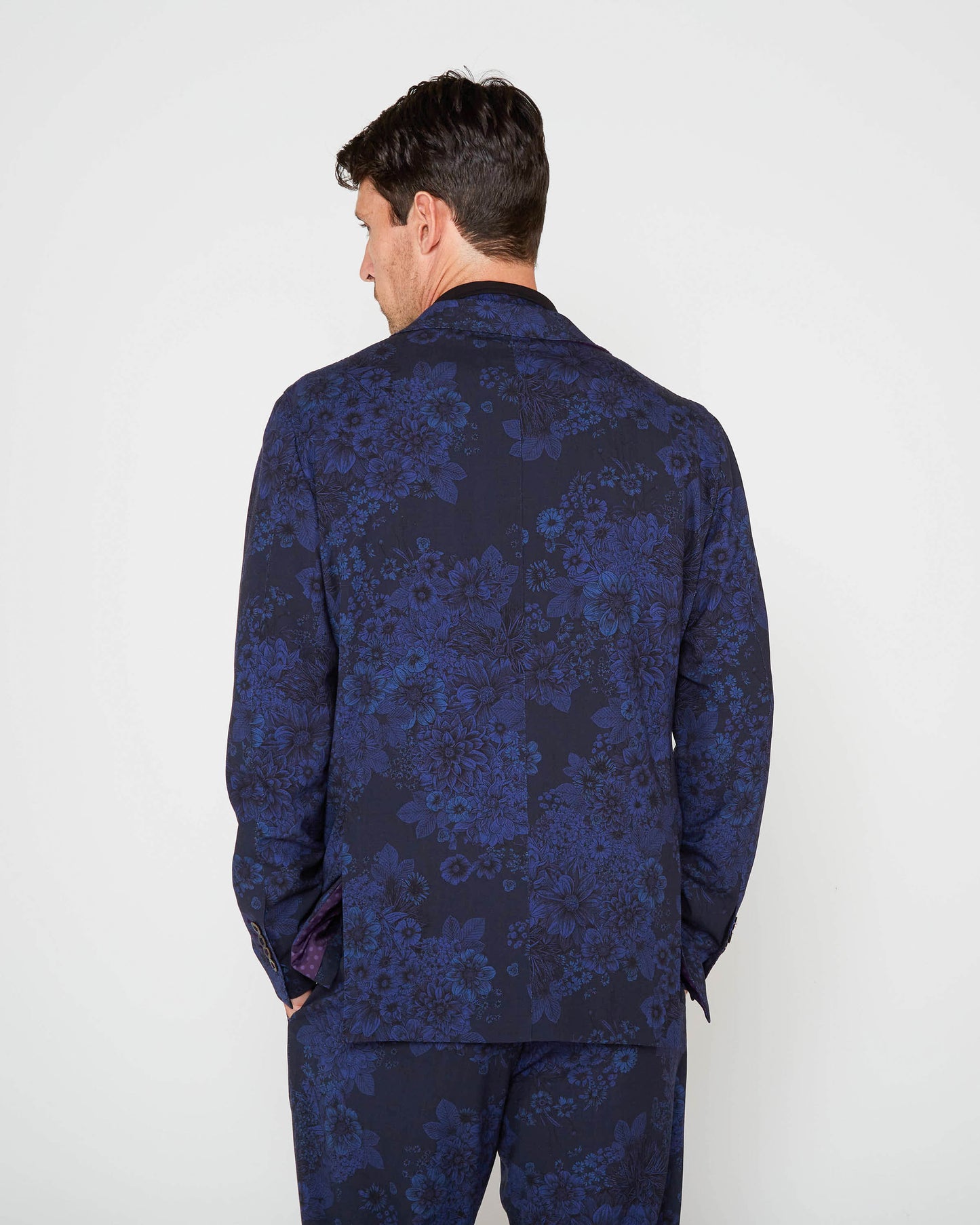 JUDD FULLY LINED MARCO FLORAL TAILORED WOOL BLAZER - MIDNIGHT