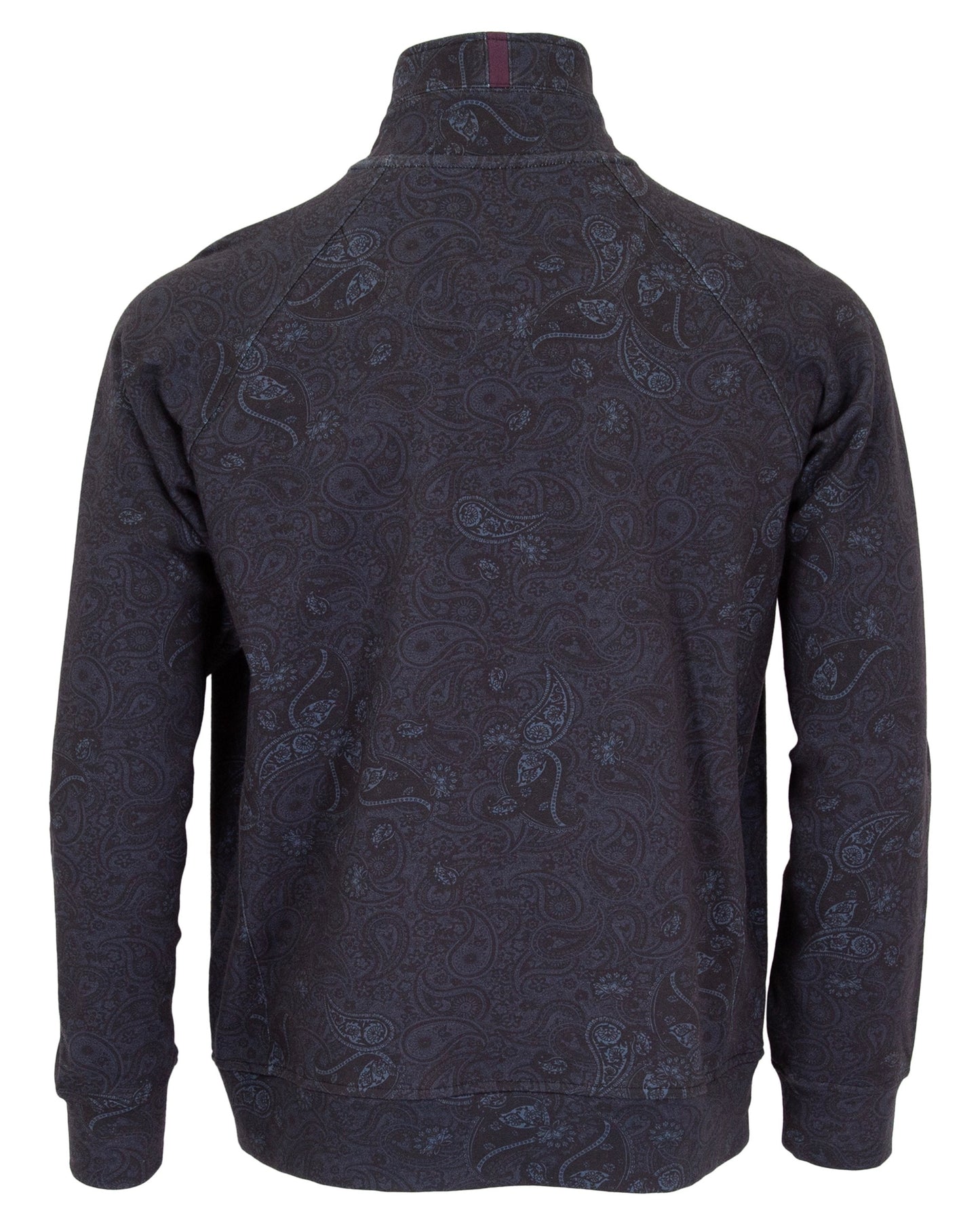 CRAIG MONTGAT PAISLEY QUARTER-ZIP SWEATER - BLACK