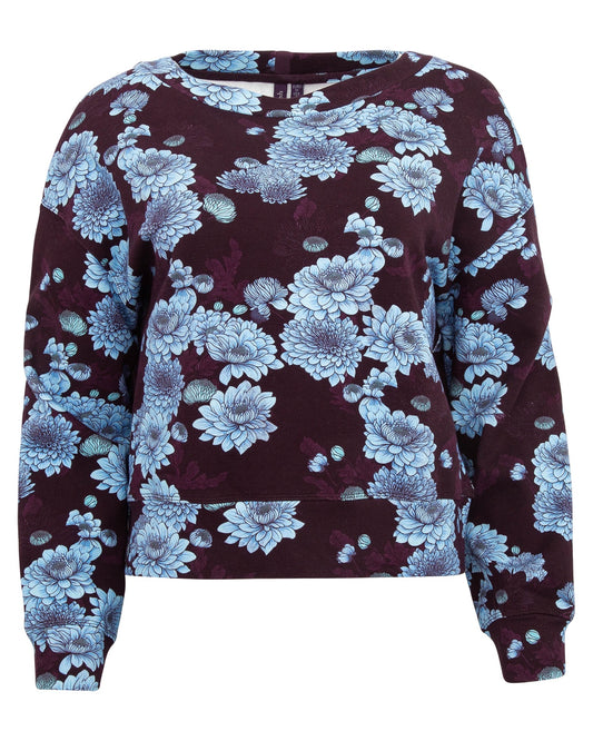 CLARA SERIOUS FLORAL OVERSIZED CREWNECK SWEATSHIRT - PLUM