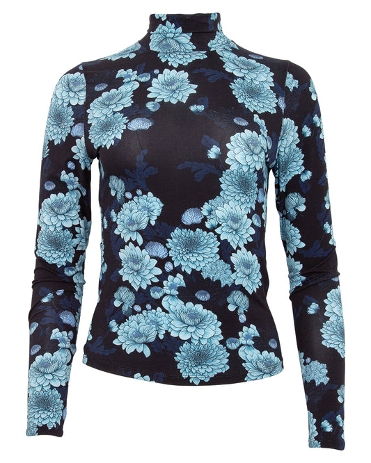 KATE SERIOUS FLORAL TURTLENECK - NAVY