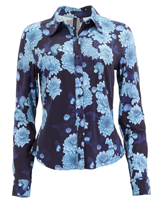 STEPHANIE SERIOUS FLORAL SHIRT - NAVY