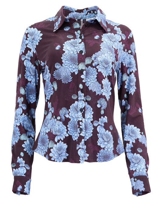 STEPHANIE SERIOUS FLORAL SHIRT - PLUM