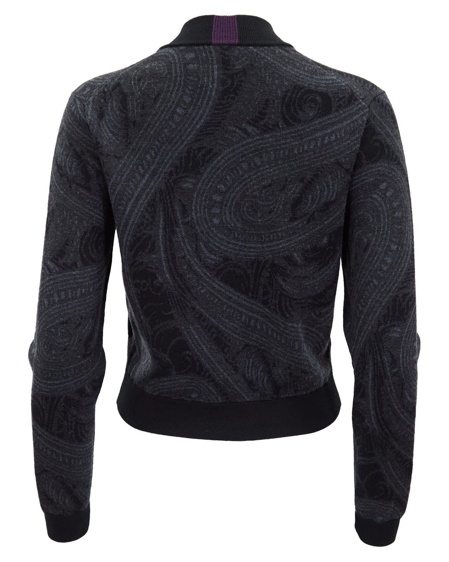 SUSAN ZIP-UP JACQUARD SWEATER - BADALONA CHARCOAL