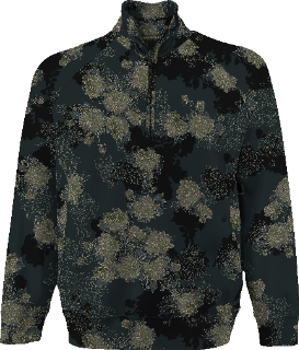 CRAIG LANS FLORAL BLACK MEN'S QUARTER-ZIP KNIT SWEATER