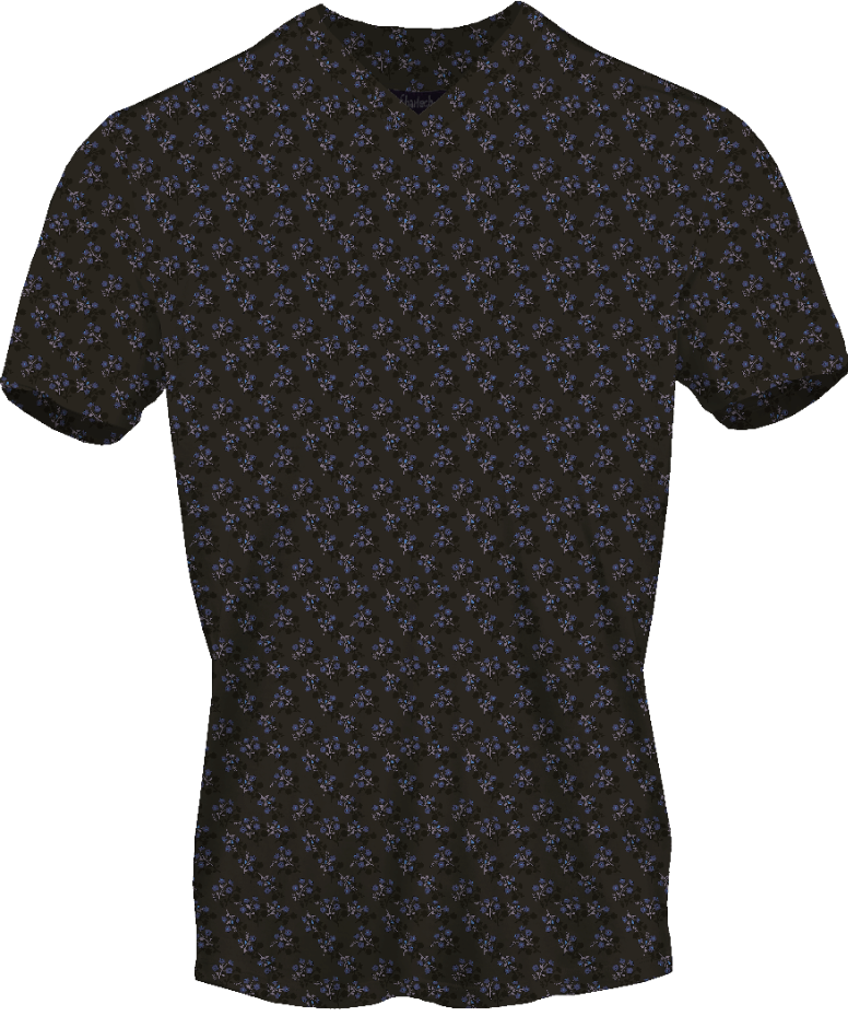 MAZE VIENNA FLORAL BROWNIE MEN'S STRETCH COTTON V-NECK TEE
