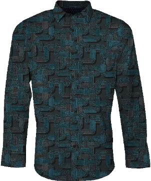 NORMAN BLONS GEO BLACK MEN'S PRINTED COTTON LONG-SLEEVE SHIRT