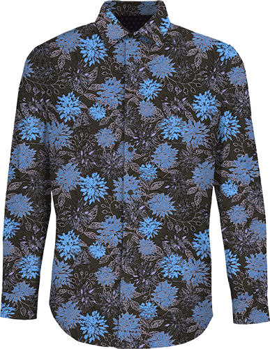 NICOLI ICE FLORAL BROWNIE MEN'S PRINTED COTTON LONG-SLEEVE SHIRT