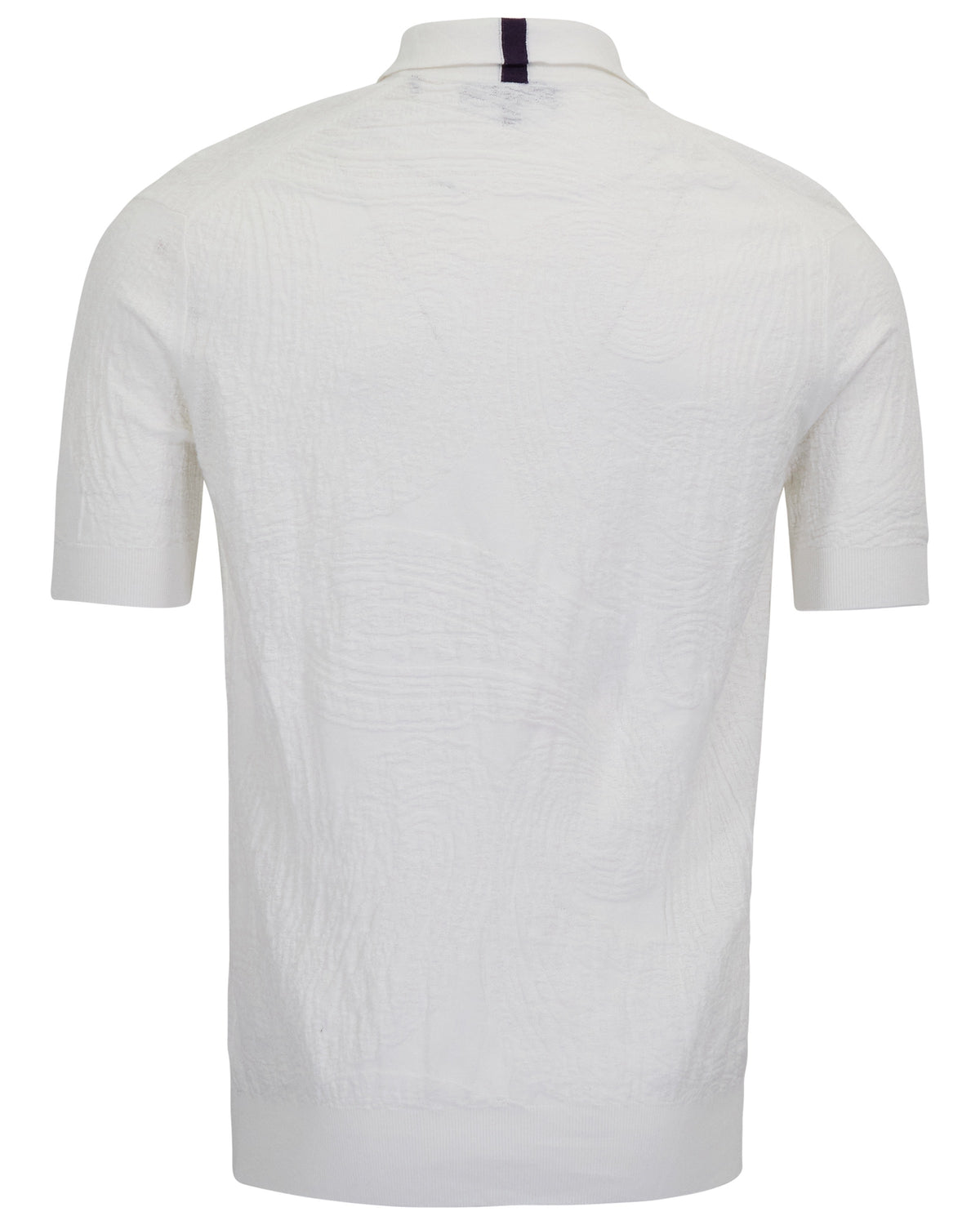 PETERSON WHITE MENS JACQUARD LINEN COTTON POLO