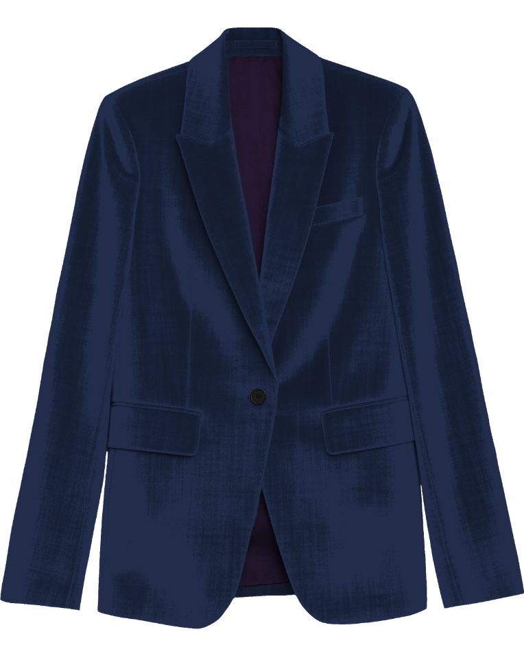 JOLENE NAVY WOMEN'S VELVET TAILORED JACKET
