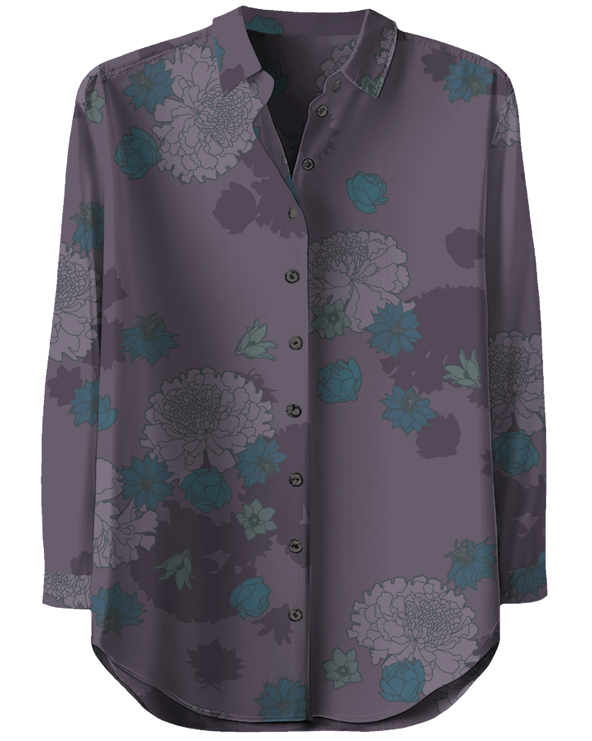 SOPHIE WINTER FLORAL GRAPE WOMEN'S LONG-SLEEVE SHIRT