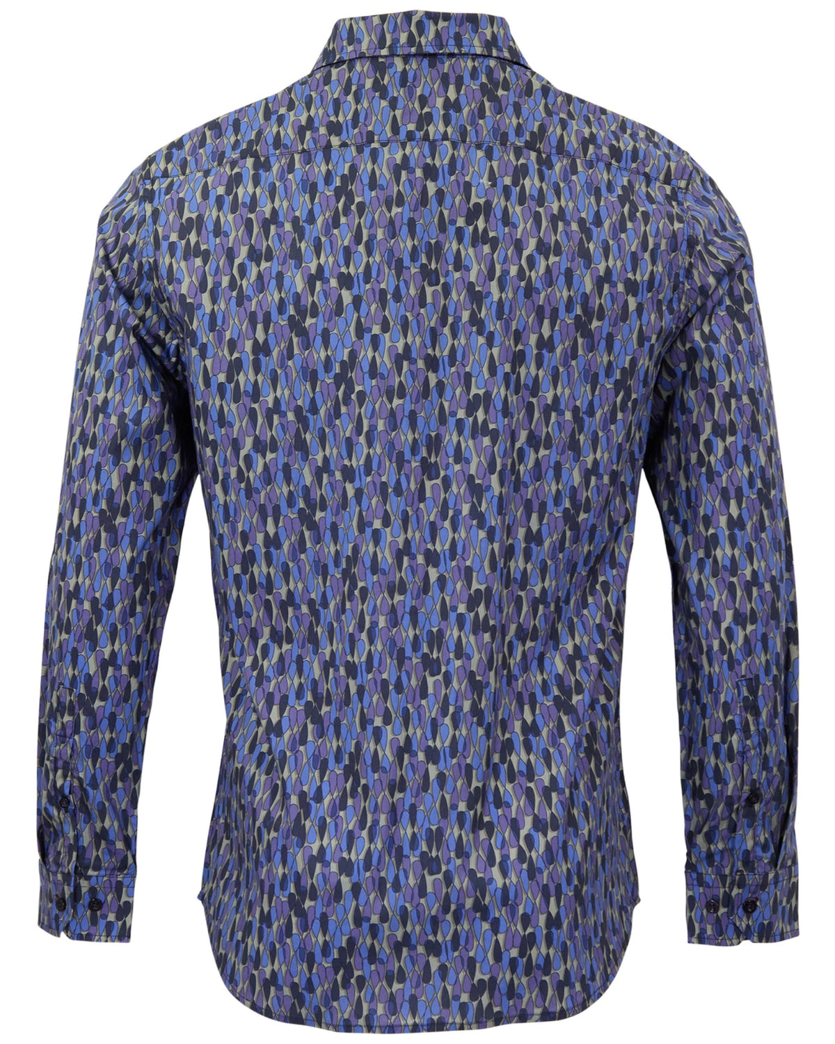 NORMAN SLALOM NAVY MEN'S PRINTED COTTON LONG-SLEEVE SHIRT