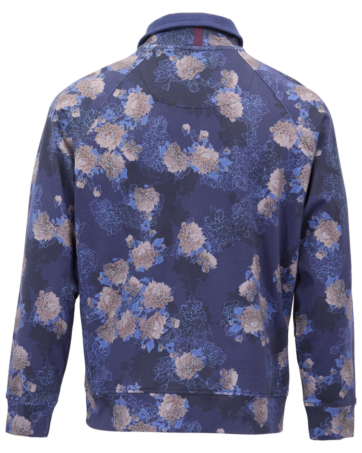 CRAIG LANS FLORAL NAVY MEN'S QUARTER-ZIP KNIT SWEATER