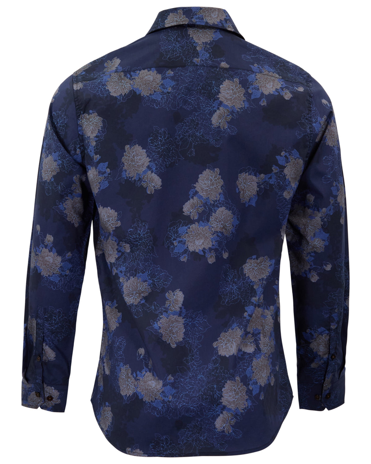 NIGEL LANS FLORAL NAVY MEN'S PRINTED COTTON LONG-SLEEVE SHIRT