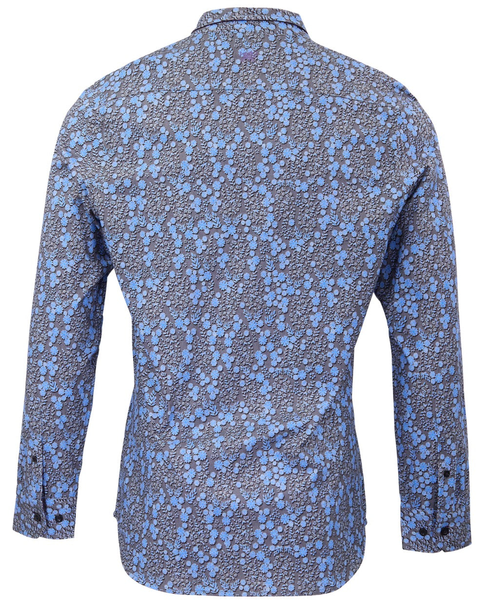 SIMON LECH FLORAL BLACK MEN'S STRETCH JERSEY LONG-SLEEVE SHIRT