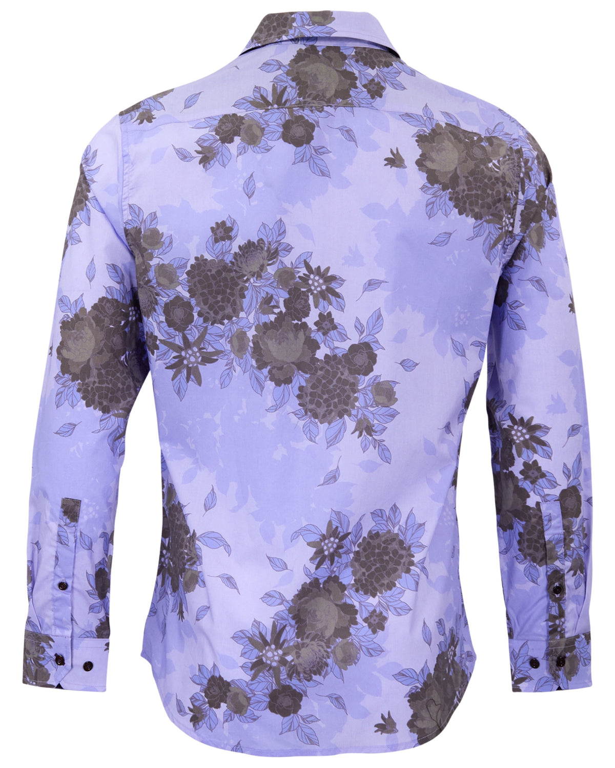NICOLI WELS FLORAL GRAPE MEN'S PRINTED COTTON LONG-SLEEVE SHIRT