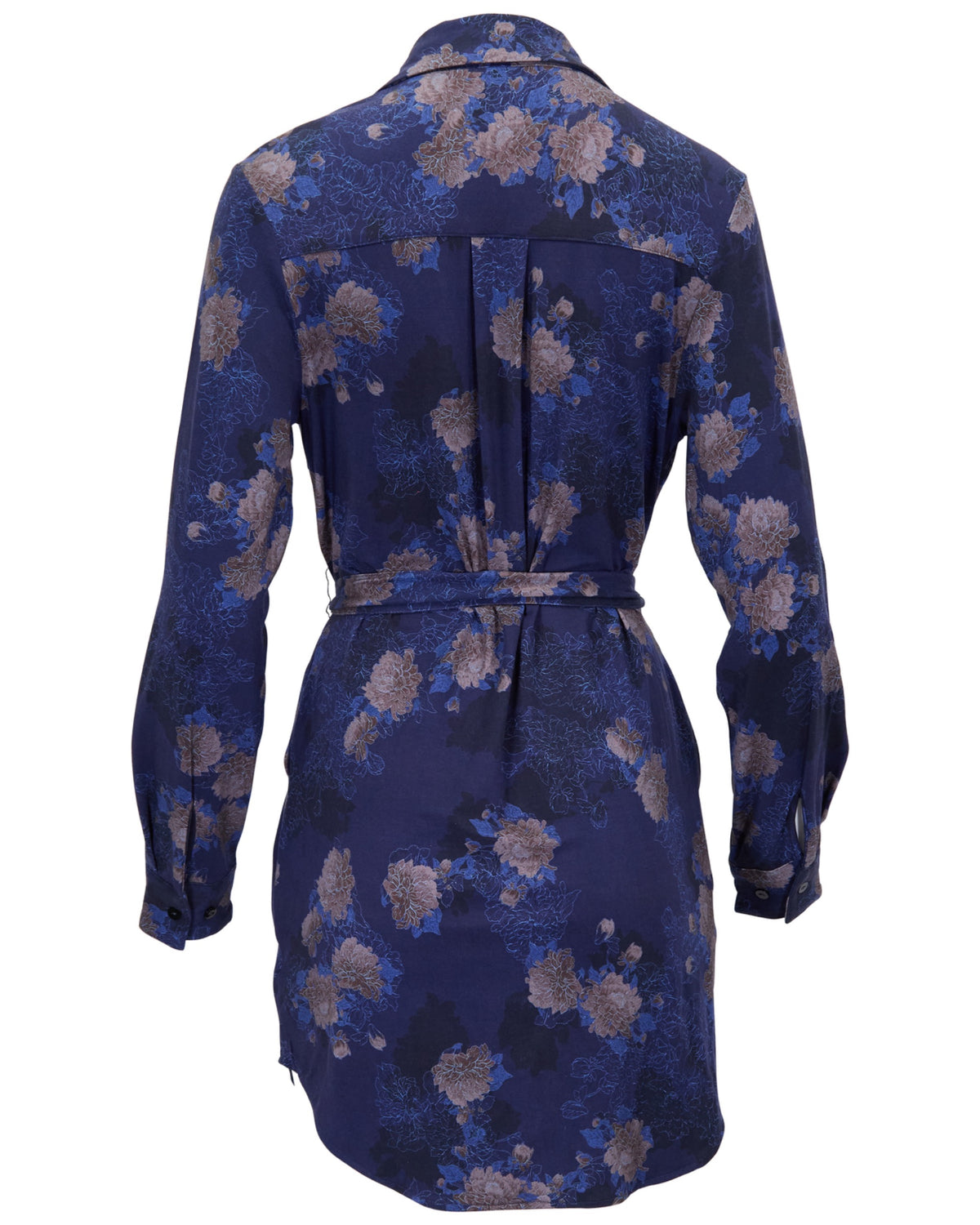 DOT LANS FLORAL NAVY WOMEN'S LYOCELL STRETCH SHIRT DRESS