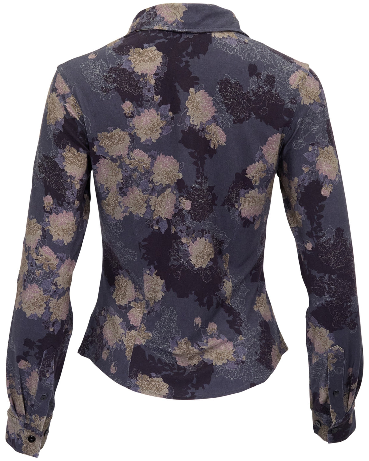 STEPHANIE LANS FLORAL BLACK WOMEN'S LYOCELL STRETCH LONG-SLEEVE SHIRT
