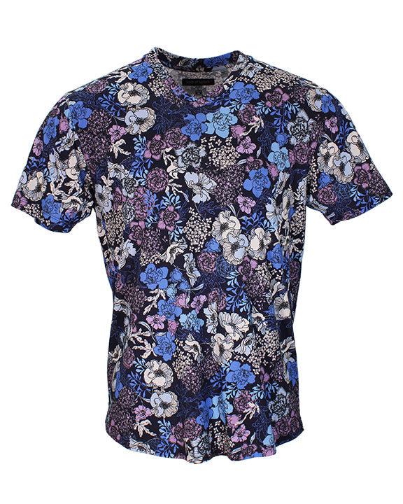 Maze Mob Floral Navy V-Neck Tee